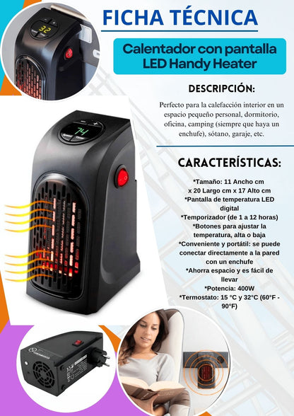 Calefactor de pantalla LED Handy Heater