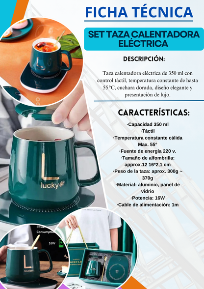 Set taza calentadora electrica con base