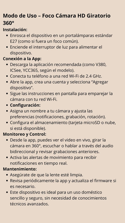 FOCO CÁMARA HD GIRATORIO 360°